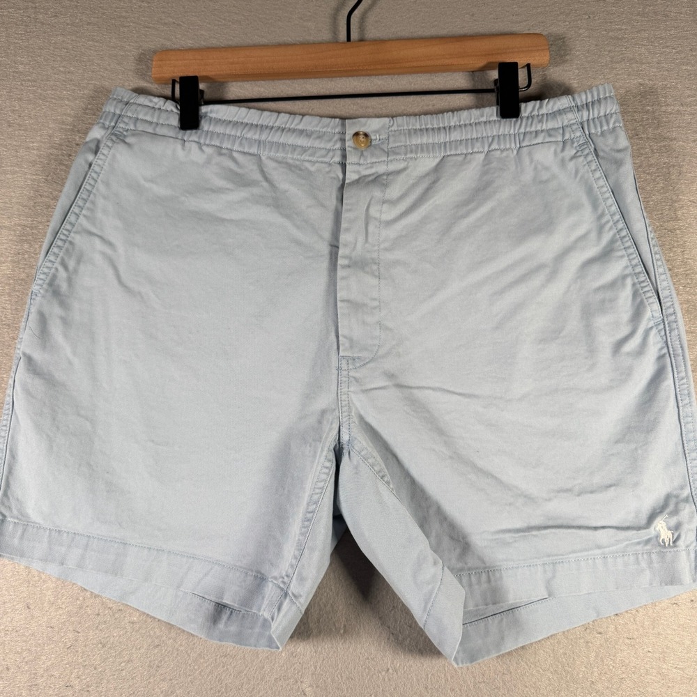 Polo Ralph Lauren Mens Classic Fit 6" Shorts Light Blue Elastic Waist Large